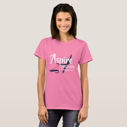 ASPIRE HOGER Inspire Monogram Christelijke PINK T-shirt (Voorkant volledig)
