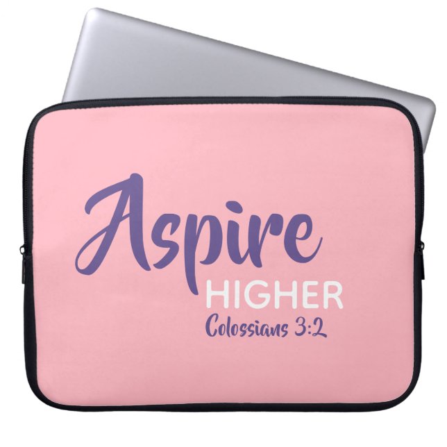 ASPIRE HOGER Inspirerend Christelijk Roze Laptop Sleeve (Voorkant)