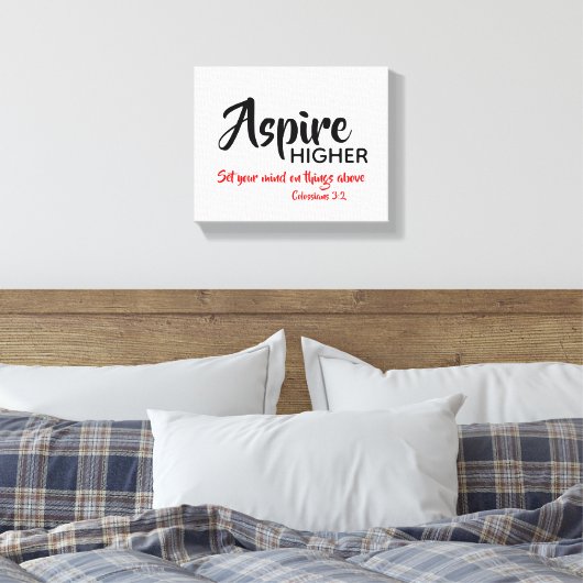 ASPIRE HOGER Inspirerend Christelijke Manuscript Canvas Afdruk (Insitu (Slaapkamer))