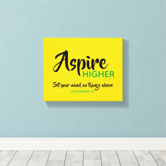 ASPIRE HOGER Inspirerend Christelijke Manuscript Canvas Afdruk (Insitu (Houten vloer))