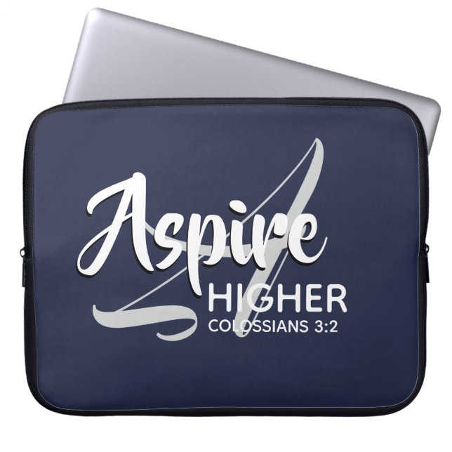 ASPIRE HOGER Inspirerend NAVY Christelijk Laptop Sleeve (Voorkant)