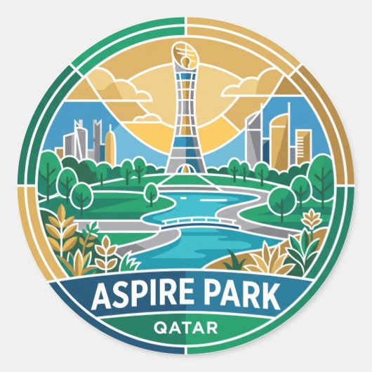 Aspire Park Qatar Ronde Sticker (Voorkant)
