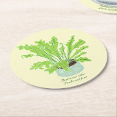 Asplenium Bird's nest fern - op sinaasappel trekke Ronde Kartonnen Onderzetter (Gebogen)