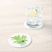 Asplenium Bird's nest fern - op wit tekenen. Ronde Kartonnen Onderzetter (Insitu)