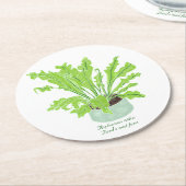 Asplenium Bird's nest fern - op wit tekenen. Ronde Kartonnen Onderzetter (Gebogen)