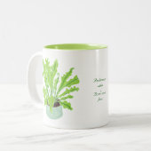 Asplenium Bird's nest fern - op wit tekenen. Tweekleurige Koffiemok (Voorkant links)