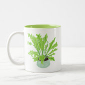 Asplenium Bird's nest fern - op wit tekenen. Tweekleurige Koffiemok (Links)