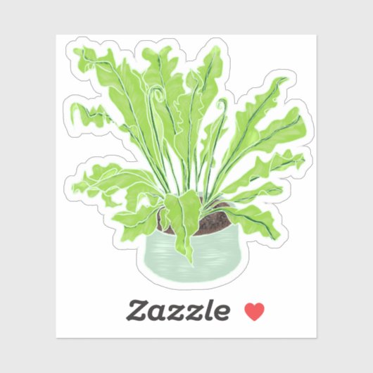 Asplenium Bird's nest fern - tekening aangepaste s Sticker (Vel)