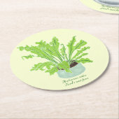 Asplenium Bird's nest fern - tekening op geel. Ronde Kartonnen Onderzetter (Gebogen)
