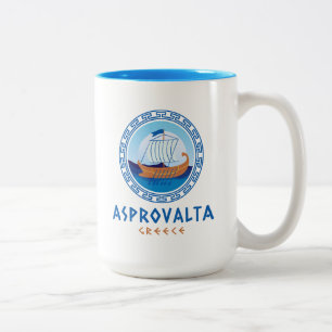 Asprovalta, Griekenland Grieks scheepsontwerp Tweekleurige Koffiemok