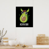 Ass-vocado Grappige Avocado Pun Donker BG Poster (Keuken)
