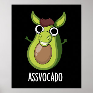 Ass-vocado Grappige Avocado Pun Donker BG Poster