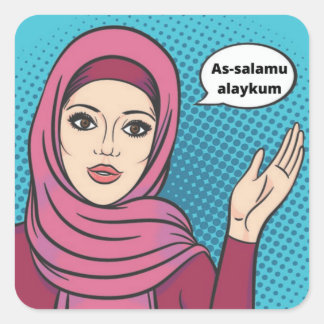 Assalamu Alaykum - Moslimmeisje met een hijab-Stic Vierkante Sticker