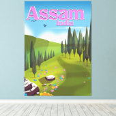 Assam India reisposter afdruk. Canvas Afdruk (Insitu (Houten vloer))