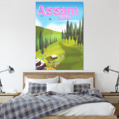 Assam India reisposter afdruk. Canvas Afdruk (Insitu (Slaapkamer))