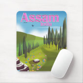 Assam India reisposter afdruk. Muismat (Met muis)