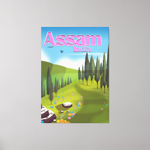 Assam India reisposterprint. Canvas Afdruk
