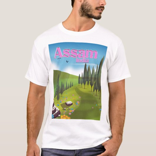 Assam India reisposterprint. T-shirt (Voorkant)