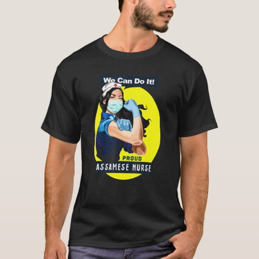 Assamese Proud Frontline Worker Rosie Riveter Nurs T-shirt (Voorkant)