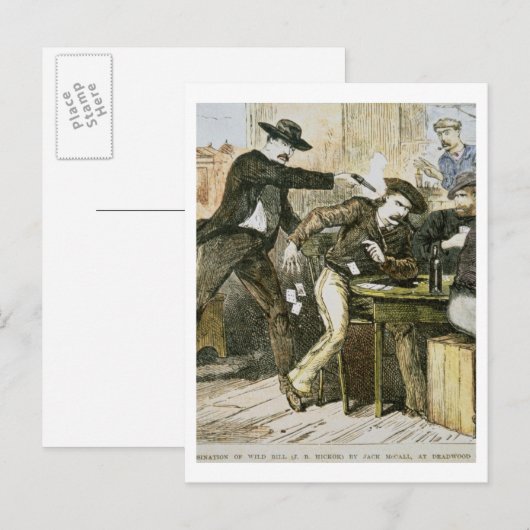 Assassering van 'Wild Bill' (W.B. Hickok) door Jac Briefkaart (Voorkant / Achterkant)
