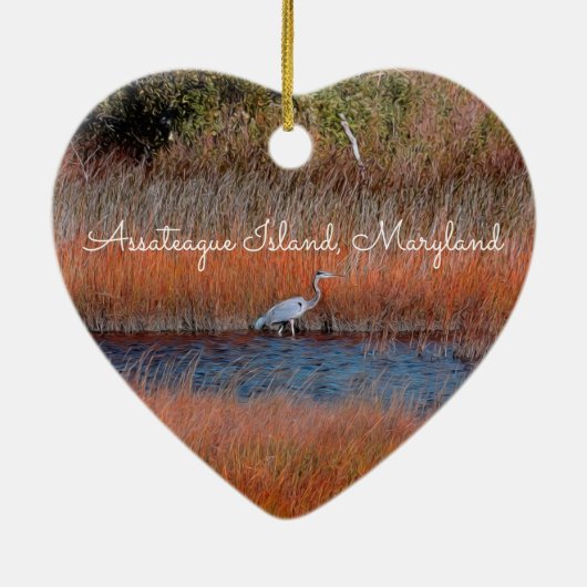 Assateague Heron Ornament (Achterkant)