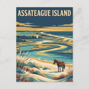 Assateague Island Maryland Kust Vintage Poster Briefkaart