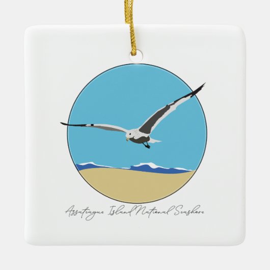 Assateague Island Zee Gull over het strand Keramisch Ornament (Voorkant)