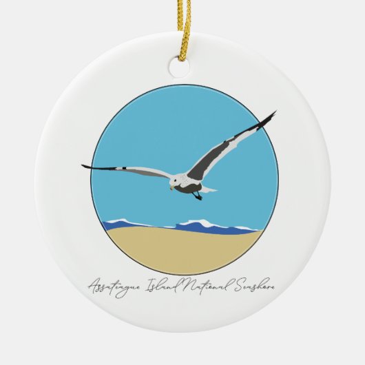 Assateague Island Zee Gull over het strand Keramisch Ornament (Voorkant)