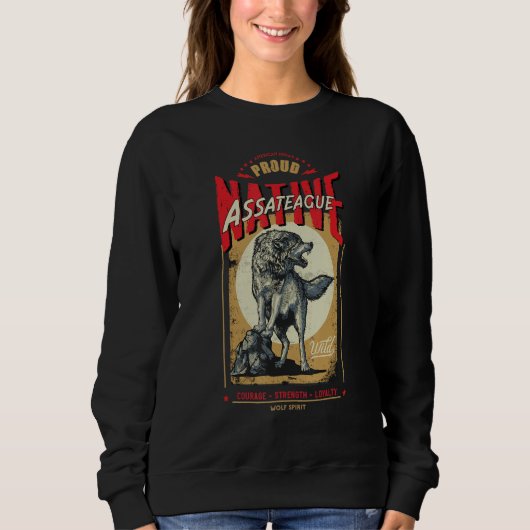 Assateague Native American Indian Geboren Wolf Gee Trui (Voorkant)
