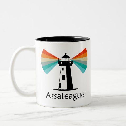 Assateague Virginia Lighthouse Rainbow Tweekleurige Koffiemok (Links)