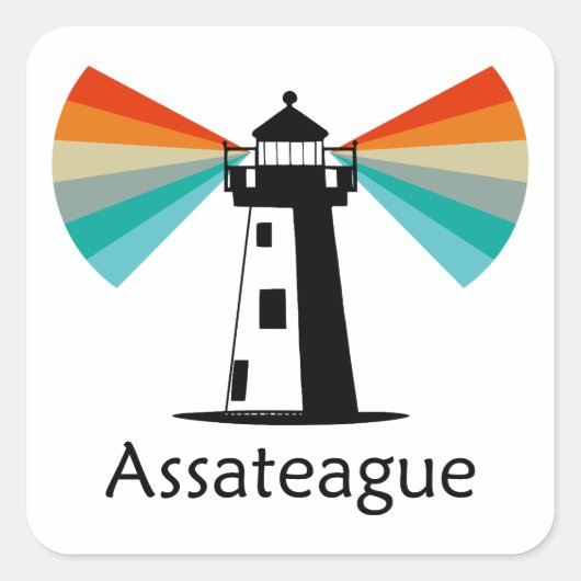 Assateague Virginia Vuurtoren Regenboog Vierkante Sticker (Voorkant)