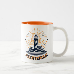 Assateague Virginia Vuurtoren Zonsopgang Tweekleurige Koffiemok