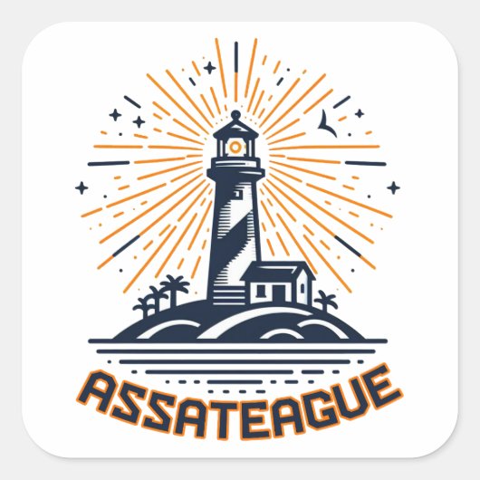 Assateague Virginia Vuurtoren Zonsopgang Vierkante Sticker (Voorkant)