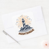 Assateague Virginia Vuurtoren Zonsopgang Vierkante Sticker (Envelop)