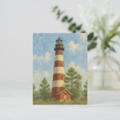 Assateague Vuurtoren Aquarel Briefkaart (Staand voorkant)