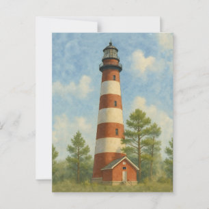 Assateague Vuurtoren Aquarel Briefkaart
