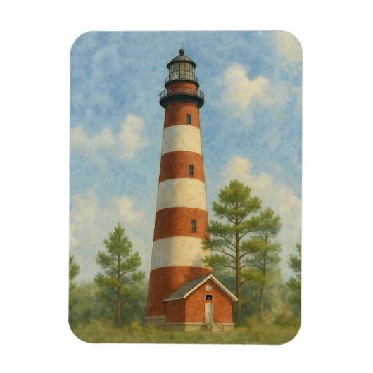 Assateague Vuurtoren Aquarel Magneet (Verticaal)