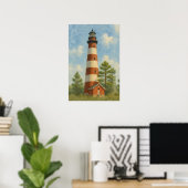 Assateague Vuurtoren Aquarel Poster (Thuiskantoor)