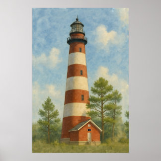 Assateague Vuurtoren Aquarel Poster