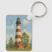 Assateague Vuurtoren Aquarel Sleutelhanger (Achterkant)