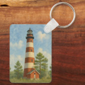 Assateague Vuurtoren Aquarel Sleutelhanger (Achterkant)