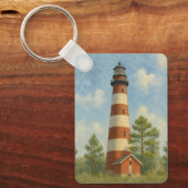 Assateague Vuurtoren Aquarel Sleutelhanger (Voorkant)