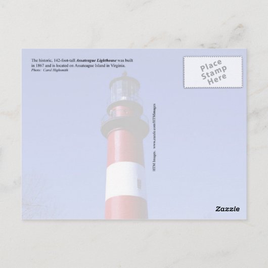 Assateague vuurtoren, Virginia Briefkaart (Achterkant)