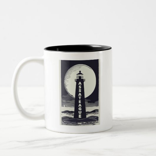 Assateague Vuurtoren Virginia Moon Tweekleurige Koffiemok (Links)