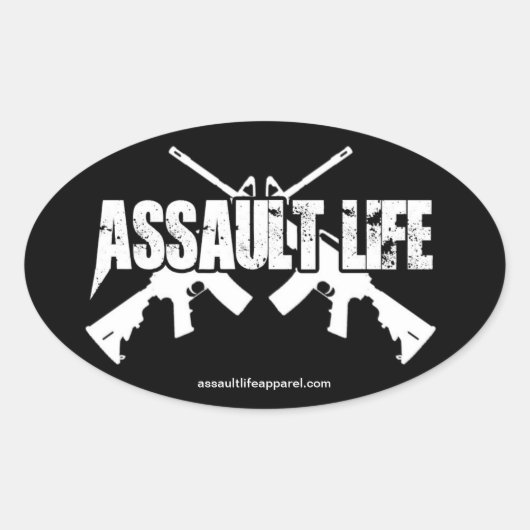 Assault Life - Old School AR Ovale Sticker (Voorkant)