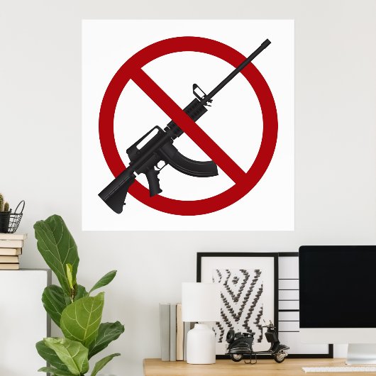 Assault Rifle AR15 Pistool Symbool Poster (Thuiskantoor)