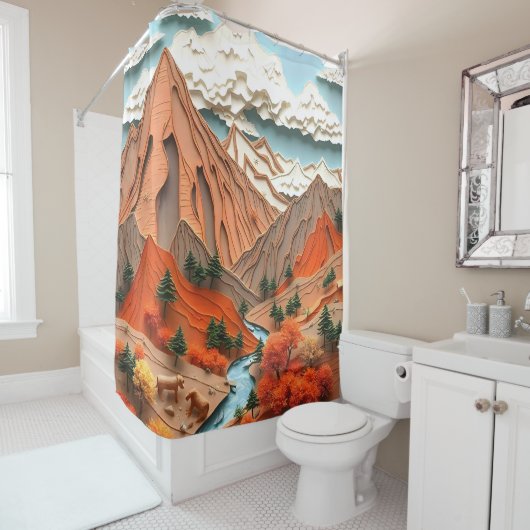 Assemblage 03: Oranje Bergen Douchegordijn (In situ)