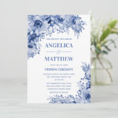 Assemblage in Blue Indigo Wedding Kaart (Staand voorkant)