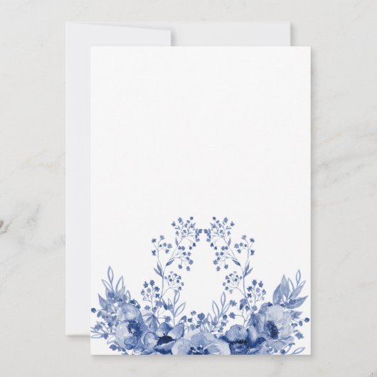 Assemblage in Blue Indigo Wedding Kaart (Achterkant)