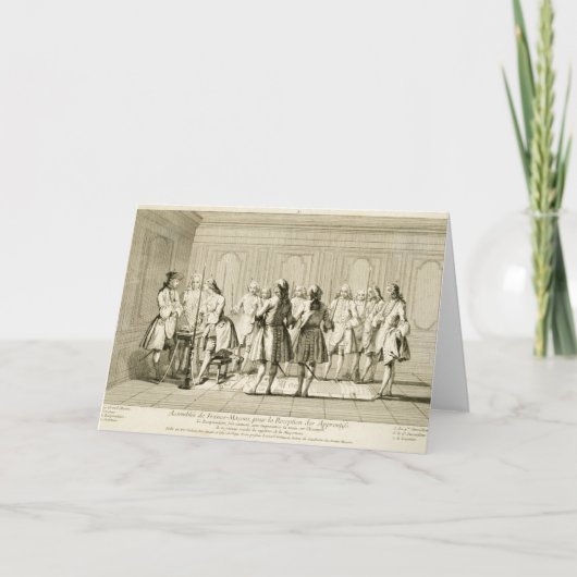 Assemblage van Vrije Metselaars om een Leerling in Kaart (Voorkant)